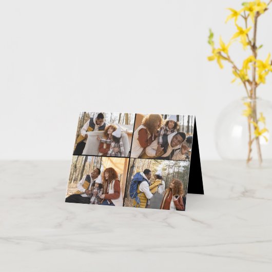 自分だけの4枚の写真の コラージュをデザイン カード (黄色い花)
