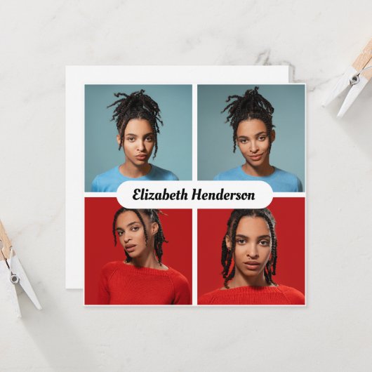 自分だけの4枚の写真の コラージュを作成 カード (正面/裏面インサイチュ)