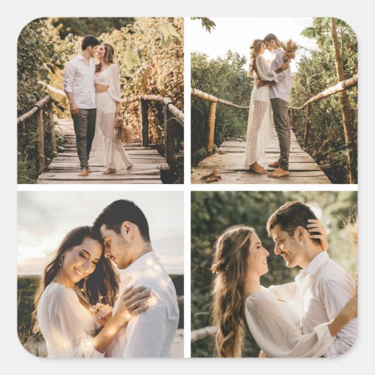 自分だけの4枚の写真の コラージュを作成 スクエアシール (正面)