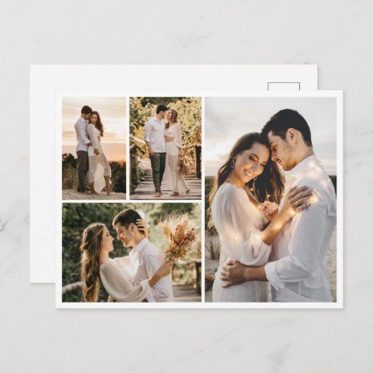 自分だけの4枚の写真の コラージュを作成 ポストカード (正面/裏面)