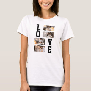 自分だけの4枚の写真コラージュデザイン Tシャツ