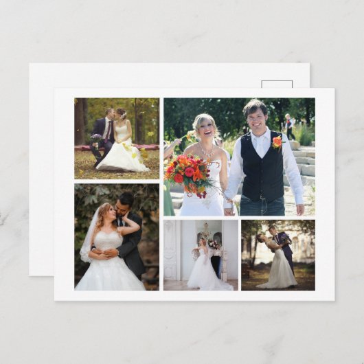 自分だけの5枚の写真で作るウェディングコラージュを作成 ポストカード (正面/裏面)