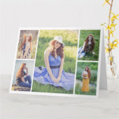 自分だけの5枚の写真のオリジナルコラージュ すべてのシーンに対応 カード (黄色い花)