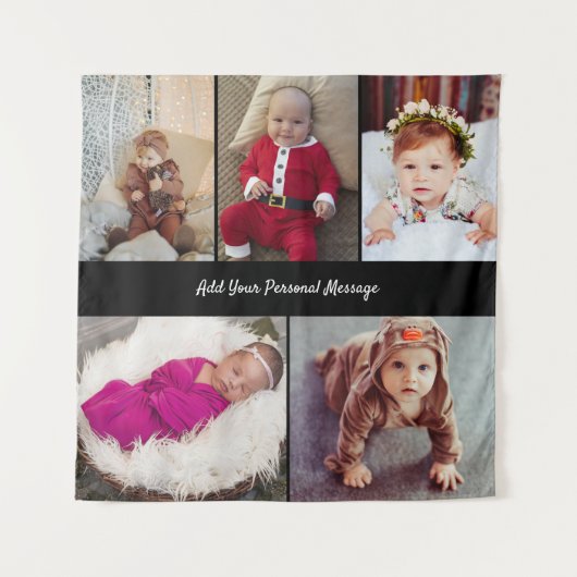 自分だけの5枚の写真の コラージュを作成 タペストリー (正面)