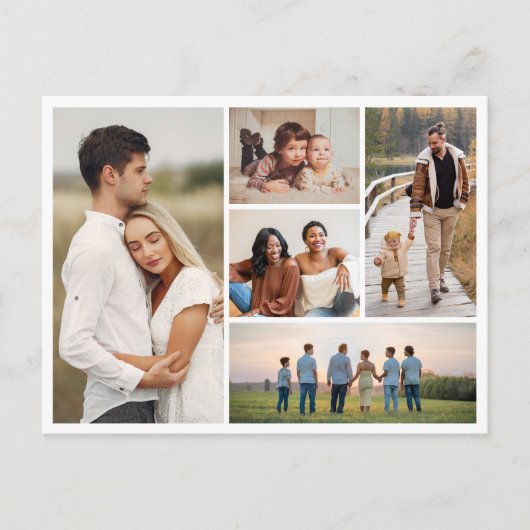 自分だけの5枚の写真の コラージュを作成 ポストカード (正面)