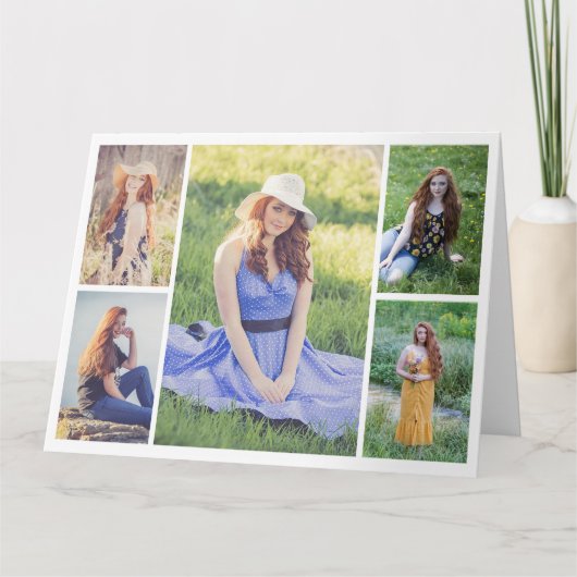 自分だけの5枚の写真を並べた、どんな行事にも使えるコラージュを作成 カード (正面)