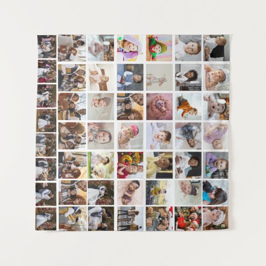 自分だけの50枚の写真コラージュを作成 タペストリー (正面(横))