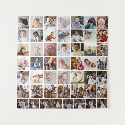 自分だけの50枚の写真コラージュを作成 タペストリー (正面)