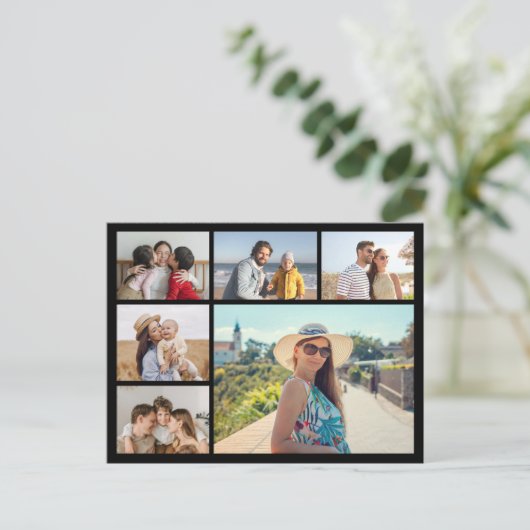 自分だけの6枚の写真を編集可能なカラーコラージュを作成 ポストカード (スタンド正面)