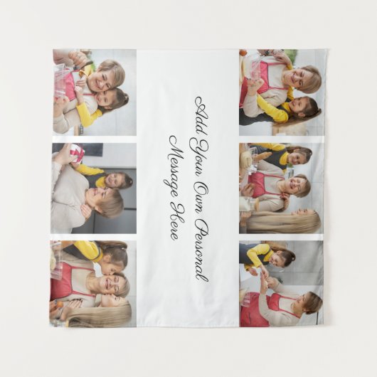 自分だけの6枚の写真コラージュを作成 - あなたのメッセージを添えて タペストリー (正面(横))