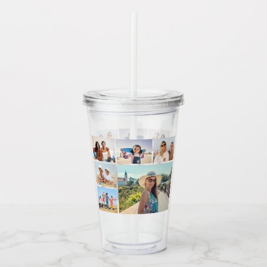 自分だけの6枚の写真コラージュを作成 アクリルタンブラー (正面)