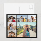 自分だけの6枚の写真コラージュを作成 編集可能なカラー ポストカード (正面/裏面)
