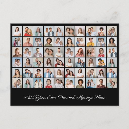 自分だけの60枚の写真コラージュを作成 - あなたのメッセージを添えて ポストカード (正面)