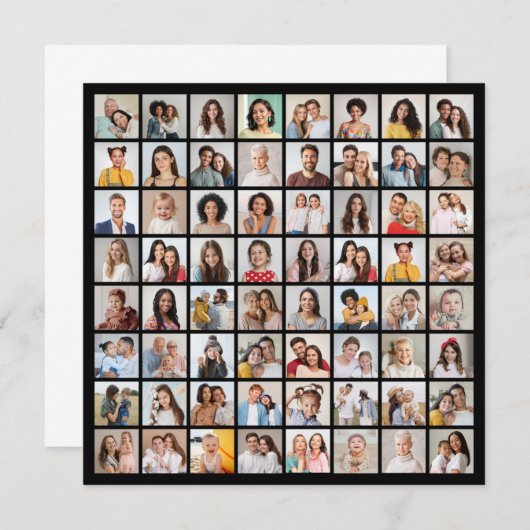 自分だけの64枚の写真コラージュを作成 招待状 (正面/裏面)