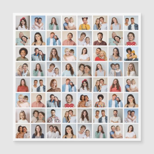 自分だけの64枚の写真コラージュマグネットカードを作成 マグネット招待状 (正面)