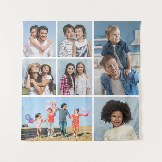 自分だけの7枚の写真コラージュを作成 タペストリー (正面)