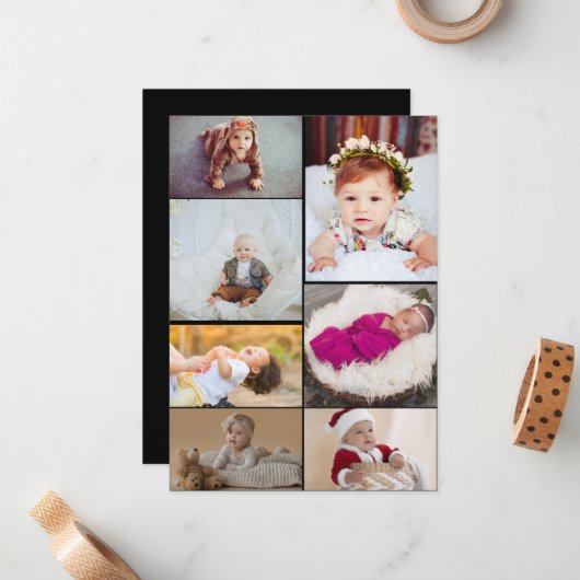 自分だけの7枚の写真コラージュを作成 ノートカード (正面/裏面インサイチュ)