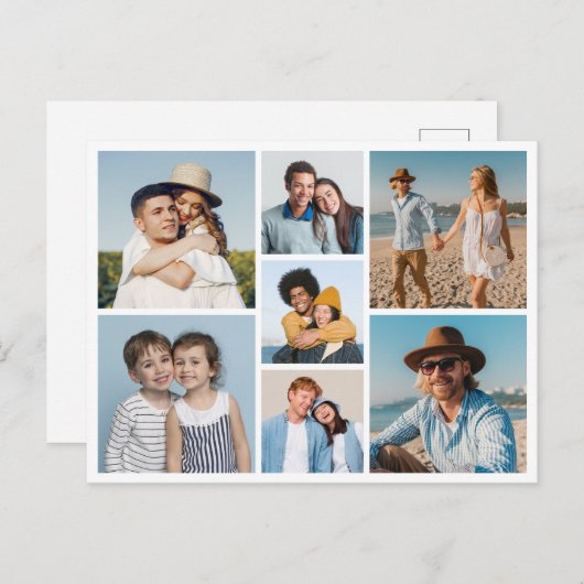 自分だけの7枚の写真コラージュを作成 ポストカード (正面/裏面)