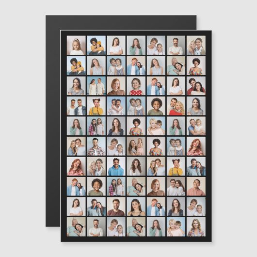 自分だけの70枚の写真コラージュを作成 マグネット招待状 (正面/裏面)