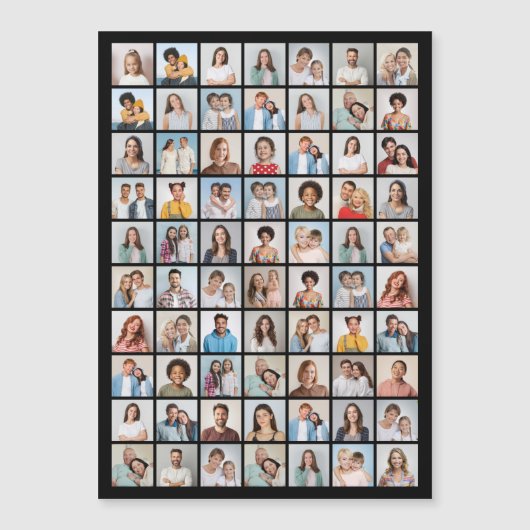 自分だけの70枚の写真コラージュを作成 マグネット招待状 (正面)