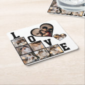 自分だけの8枚の写真コラージュをデザイン スクエアペーパーコースター (アングル)