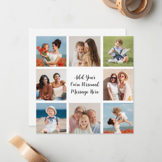 自分だけの8枚の写真コラージュを作成しよう - あなたのメッセージを追加 ノートカード (正面/裏面インサイチュ)