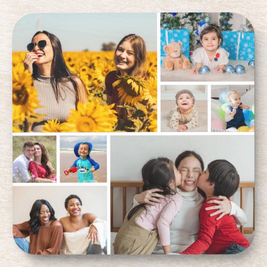 自分だけの8枚の写真コラージュを作成 コースター (正面)
