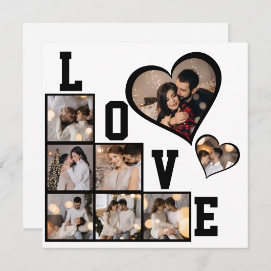 自分だけの8枚の写真コラージュを作成 サンキューカード (正面/裏面)