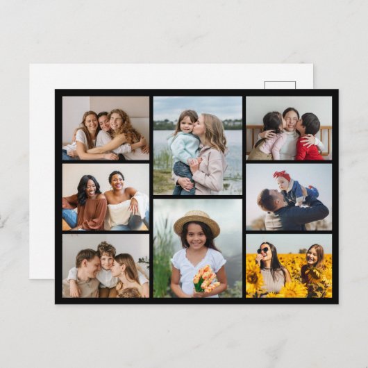 自分だけの8枚の写真コラージュを作成 ポストカード (正面/裏面)