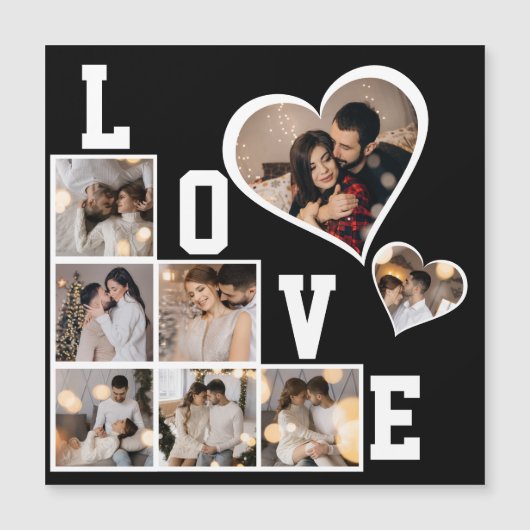 自分だけの8枚の写真コラージュを作成 マグネット招待状 (正面)