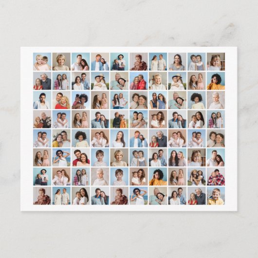 自分だけの80枚の写真コラージュを作成 編集可能な色 ポストカード (正面)
