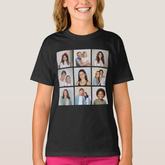 自分だけの9枚のフォトコラージュを作成しよう Tシャツ (正面)