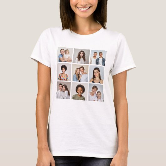 自分だけの9枚のフォトコラージュを作成しよう Tシャツ (正面)