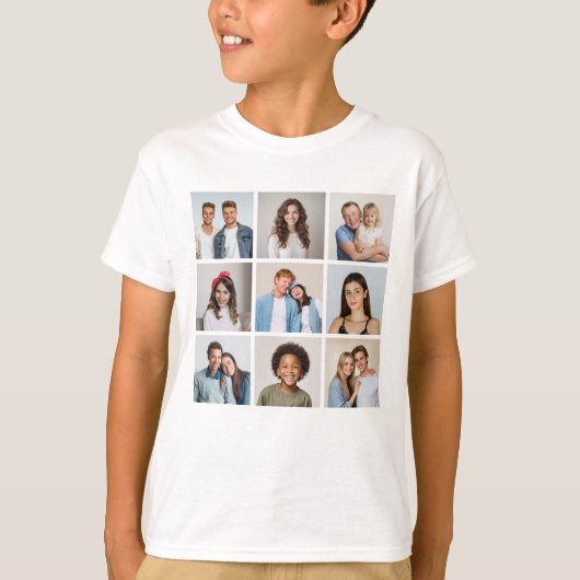 自分だけの9枚のフォトコラージュを作成しよう Tシャツ (正面)