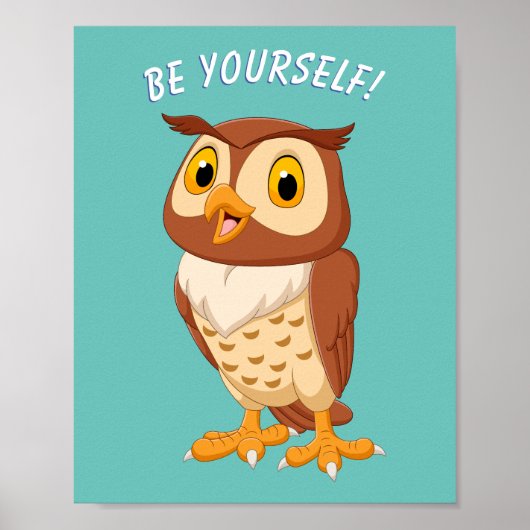 「自分でやってくれ!」 Owl、またはメッセージ/名前、ティール(緑がかった色) ポスター (正面)