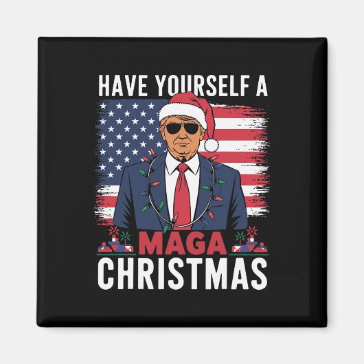 自分でクリスマスクリスマスの赤選挙を楽しむ マグネット (正面)