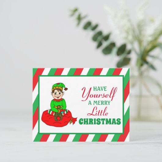 自分でクリスマスメリーを少しパーソナライズする ポストカード (スタンド正面)