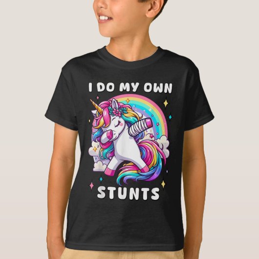 自分でスタントをする レインボー ダビー 骨折 Tシャツ (正面)
