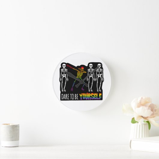 自分でハロウィーンのダビングのスケルトンになろうかと思う ラウンド壁時計 (ホーム)