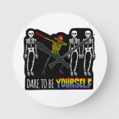 自分でハロウィーンのダビングのスケルトンになろうかと思う ラウンド壁時計 (正面)