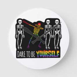 自分でハロウィーンのダビングのスケルトンになろうかと思う ラウンド壁時計