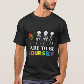 自分でハロウィーンのレインボースケルトンになりたくなる Tシャツ