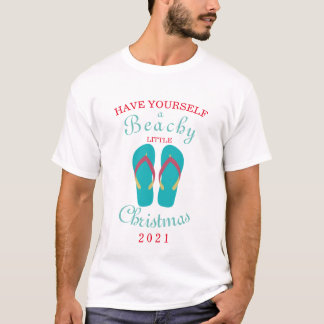 自分でビーチリトルクリスマスTシャツを着て Tシャツ