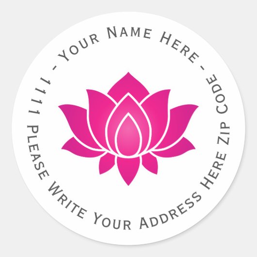 自分でピンク咲き蓮の花のシンボルを作成 ラウンドシール (正面)
