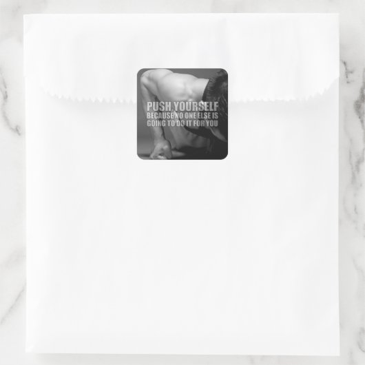 自分でプッシュ – トレーニング やる気を起こさせる スクエアシール (バッグ)