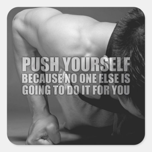 自分でプッシュ – トレーニング やる気を起こさせる スクエアシール (正面)