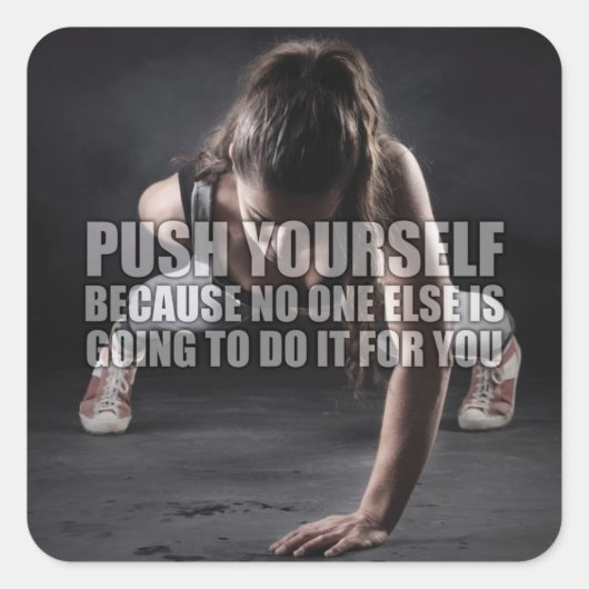 自分でプッシュ – トレーニング やる気を起こさせる スクエアシール (正面)