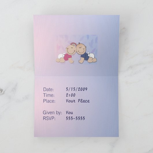 自分でベビーシャワーを作るデザイン 招待状 (内部)
