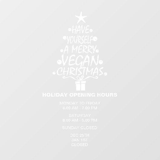 自分でメリービーガンのクリスマスを開く ウィンドウサイン (シート)