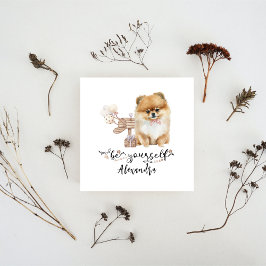 自分でメールボックスの隣にポメラニア犬の子犬かわいい 招待状